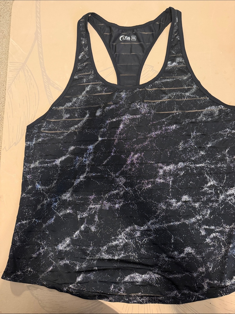 Zyia ActiceBlack Marble-Print RacerbackTank